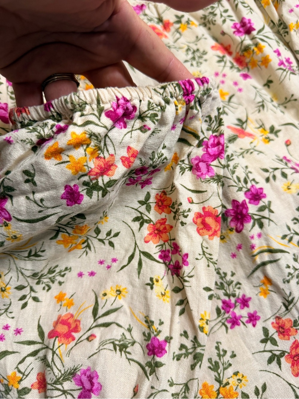 Chelsea & Violet V-Neck Cream Floral Tie-Front Linen-Blend Lined Romper Size XL - Picture 11 of 12